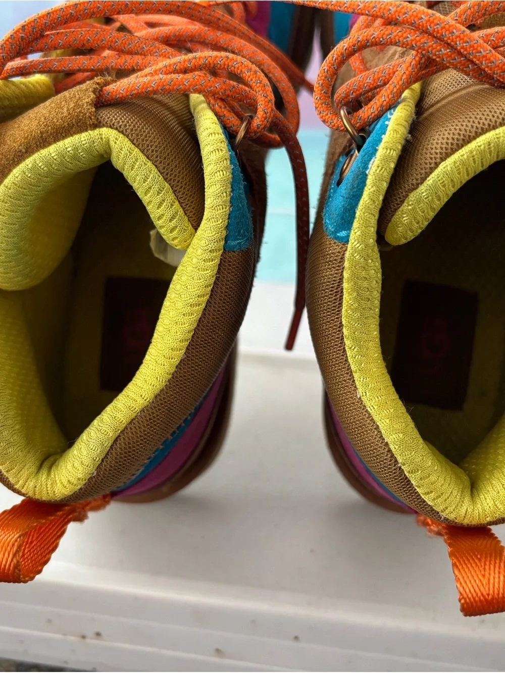 UGG Kids Brown High-Top Sneakers with Blue, Purple & Orange Accents
